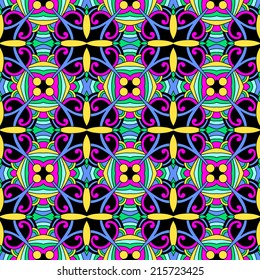 seamless geometry vintage pattern, ethnic style ornamental background, ornate floral decor for fabric design, endless texture, vector illustration