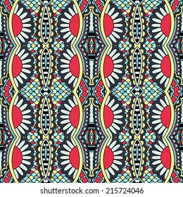 seamless geometry vintage pattern, ethnic style ornamental background, ornate floral decor for fabric design, endless texture, vector illustration