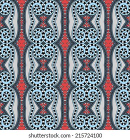 seamless geometry vintage pattern, ethnic style ornamental background, ornate floral decor for fabric design, endless texture, vector illustration