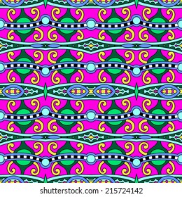 seamless geometry vintage pattern, ethnic style ornamental background, ornate floral decor for fabric design, endless texture, vector illustration