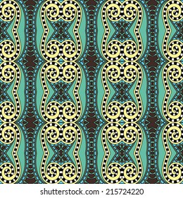 seamless geometry vintage pattern, ethnic style ornamental background, ornate floral decor for fabric design, endless texture, vector illustration