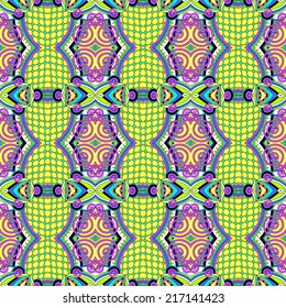 seamless geometry vintage pattern, ethnic style ornamental background, ornate floral decor for fabric design, endless texture, vector illustration