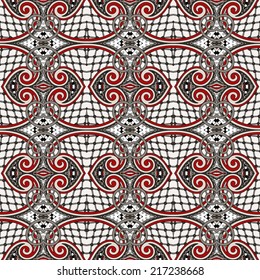 seamless geometry vintage pattern, ethnic style ornamental background, ornate floral decor for fabric design, endless texture, vector illustration
