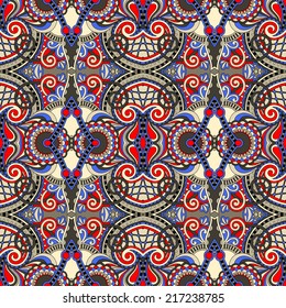 seamless geometry vintage pattern, ethnic style ornamental background, ornate floral decor for fabric design, endless texture, vector illustration