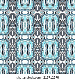 seamless geometry vintage pattern, ethnic style ornamental background, ornate floral decor for fabric design, endless texture, vector illustration