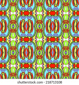 seamless geometry vintage pattern, ethnic style ornamental background, ornate floral decor for fabric design, endless texture, vector illustration