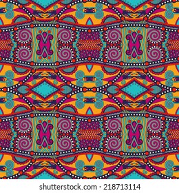 seamless geometry vintage pattern, ethnic style ornamental background, ornate floral decor for fabric design, endless texture
