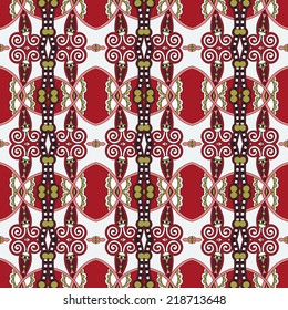 seamless geometry vintage pattern, ethnic style ornamental background, ornate floral decor for fabric design, endless texture, vector illustration