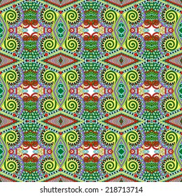 seamless geometry vintage pattern, ethnic style ornamental background, ornate floral decor for fabric design, endless texture, vector illustration