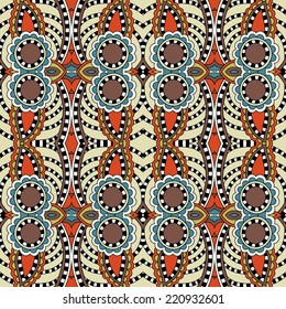 seamless geometry vintage pattern, ethnic style ornamental background, ornate floral decor for fabric design, endless texture, vector illustration