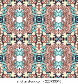 seamless geometry vintage pattern, ethnic style ornamental background, ornate floral decor for fabric design, endless texture, vector illustration