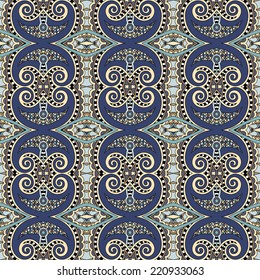 seamless geometry vintage pattern, ethnic style ornamental background, ornate floral decor for fabric design, endless texture, vector illustration