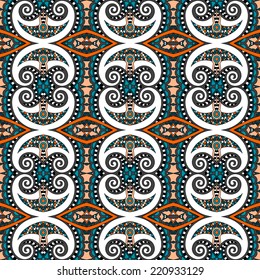 seamless geometry vintage pattern, ethnic style ornamental background, ornate floral decor for fabric design, endless texture, vector illustration