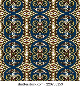 seamless geometry vintage pattern, ethnic style ornamental background, ornate floral decor for fabric design, endless texture, vector illustration