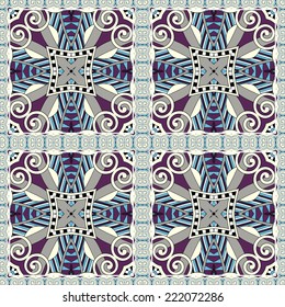 seamless geometry vintage pattern, ethnic style ornamental background, ornate floral decor for fabric design, endless texture, vector illustration