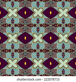 seamless geometry vintage pattern, ethnic style ornamental background, ornate floral decor for fabric design, endless texture, vector illustration