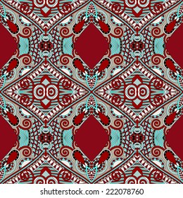 seamless geometry vintage pattern, ethnic style ornamental background, ornate floral decor for fabric design, endless texture, vector illustration