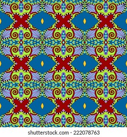 seamless geometry vintage pattern, ethnic style ornamental background, ornate floral decor for fabric design, endless texture, vector illustration