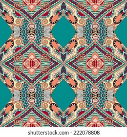 seamless geometry vintage pattern, ethnic style ornamental background, ornate floral decor for fabric design, endless texture, vector illustration