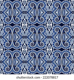 seamless geometry vintage pattern, ethnic style ornamental background, ornate floral decor for fabric design, endless texture, vector illustration