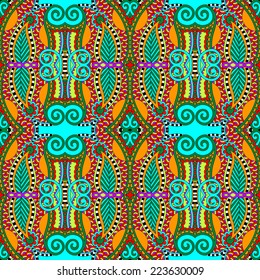 seamless geometry vintage pattern, ethnic style ornamental background, ornate floral decor for fabric design, endless texture, vector illustration