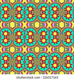 seamless geometry vintage pattern, ethnic style ornamental background, ornate floral decor for fabric design, endless texture, vector illustration