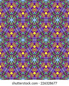 seamless geometry vintage pattern, ethnic style ornamental background, ornate floral decor for fabric design, endless texture, vector illustration