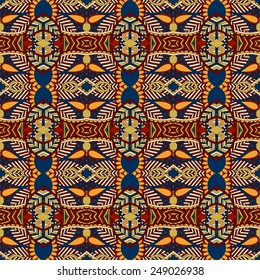 seamless geometry vintage pattern, ethnic style ornamental background, ornate floral decor for fabric design, endless texture, vector illustration