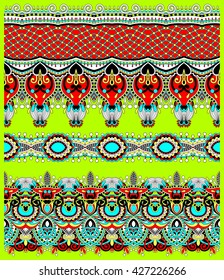 seamless geometry vintage pattern, ethnic style ornamental background, ornate floral decor for fabric design, endless texture