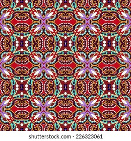 seamless geometry violet colour vintage pattern, ethnic style ornamental background, ornate floral decor for fabric design, endless texture, vector illustration