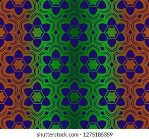 Seamless Geomteric Patterns. Vector Illustration. Hand Drawn Wrap Wallpaper, Cover Fabric, Cloth Textile Design. Gradient color.