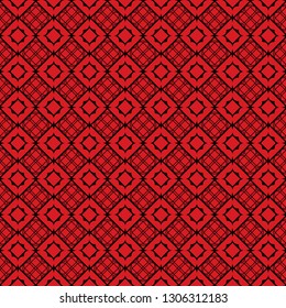 Seamless Geomteric Patterns. Vector Illustration. Hand Drawn Wrap Wallpaper, Cover Fabric, Cloth Textile Design. red black color.