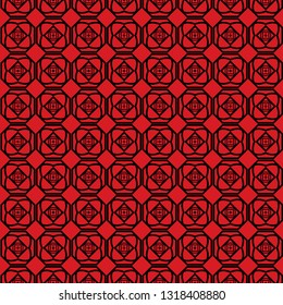 Seamless Geomteric Patterns. Vector Illustration. Hand Drawn Wrap Wallpaper, Cover Fabric, Cloth Textile Design. red black color.