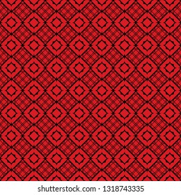 Seamless Geomteric Patterns. Vector Illustration. Hand Drawn Wrap Wallpaper, Cover Fabric, Cloth Textile Design. red black color.