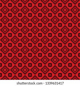 Seamless Geomteric Patterns. Vector Illustration. Hand Drawn Wrap Wallpaper, Cover Fabric, Cloth Textile Design. red black color.