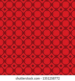 Seamless Geomteric Patterns. Vector Illustration. Hand Drawn Wrap Wallpaper, Cover Fabric, Cloth Textile Design. red black color.