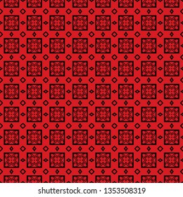 Seamless Geomteric Patterns. Vector Illustration. Hand Drawn Wrap Wallpaper, Cover Fabric, Cloth Textile Design. red black color.