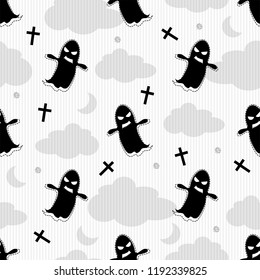 seamless ghost in halloween night pattern background
