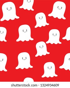 Seamless ghost horror scary cute pattern vector