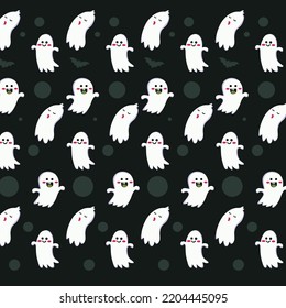 Seamless ghost pattern vector Halloween spooky evil devil background, illustration illustration doodle gift wrapping paper design.