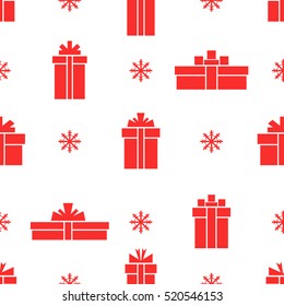 Seamless gift box pattern, red gift boxes on white background