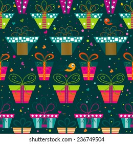 Seamless gift  pattern, vector illustration