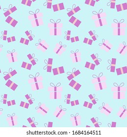 Seamless giftbox pattern background, Vector purple giftbox, Seamless backgrounds and wallpapers for fabric, packaging, Decorative print, Textile, repeating pattern