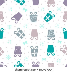seamless gifts pattern with dots ,lines 