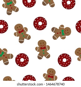 Seamless Gingerbread cookies stock illustration, Christmas pattern vector stock