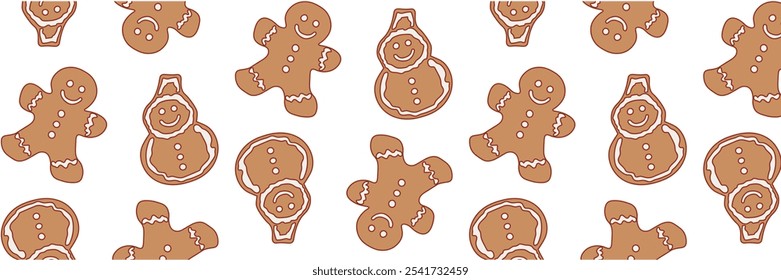 Seamless gingerbread pattern. Homemade sweets. Vector illustration.