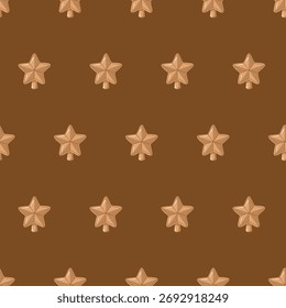 Padrão de estrelas de gengibre sem costura. Vetor desenhos animados fundo minimalista festivo doce.