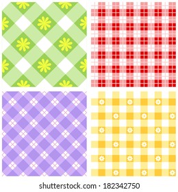 Seamless gingham background set