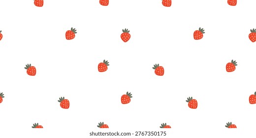 Seamless gingham berry spring line pattern with strawberry. Pastel flower for summer cute white plaid or childish tartan. Background through wavy cloth and checker designs delicate seed.