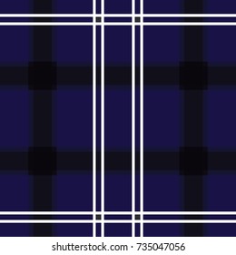 Seamless gingham blue black and white plaid vector pattern background. plaid shirt.
